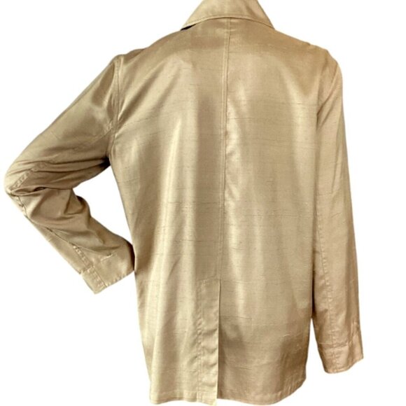 Chico's Design Button Up 100% Silk Shirt Sz 1 (M/8) Beige-Gold #315N - Picture 6 of 8